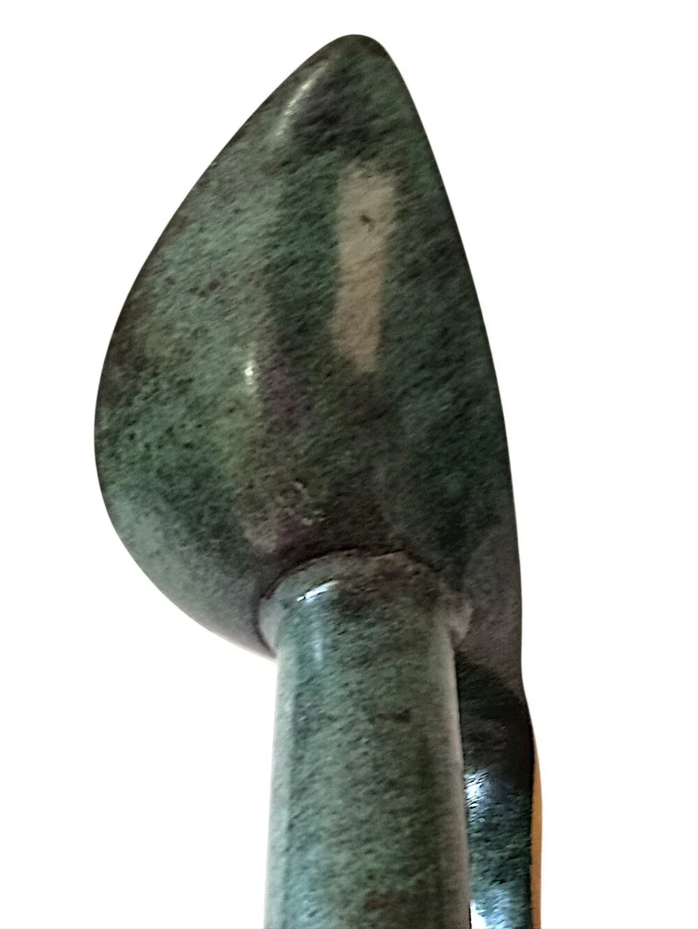 Vintage Pal Bell Brass Ewer Pitcher Israel Green Enamel MCM Modernist Freeform